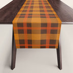 Autumn Plaid Pattern in Retro 70s Orange and Brown Table Runner Gallery Image 1