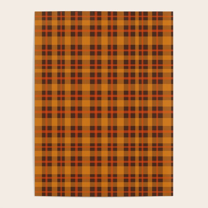 Autumn Plaid Pattern in Retro 70s Orange and Brown Poster Gallery Image 4