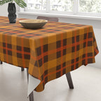 Autumn Plaid Pattern in Retro 70s Orange and Brown Tablecloth Gallery Image 3