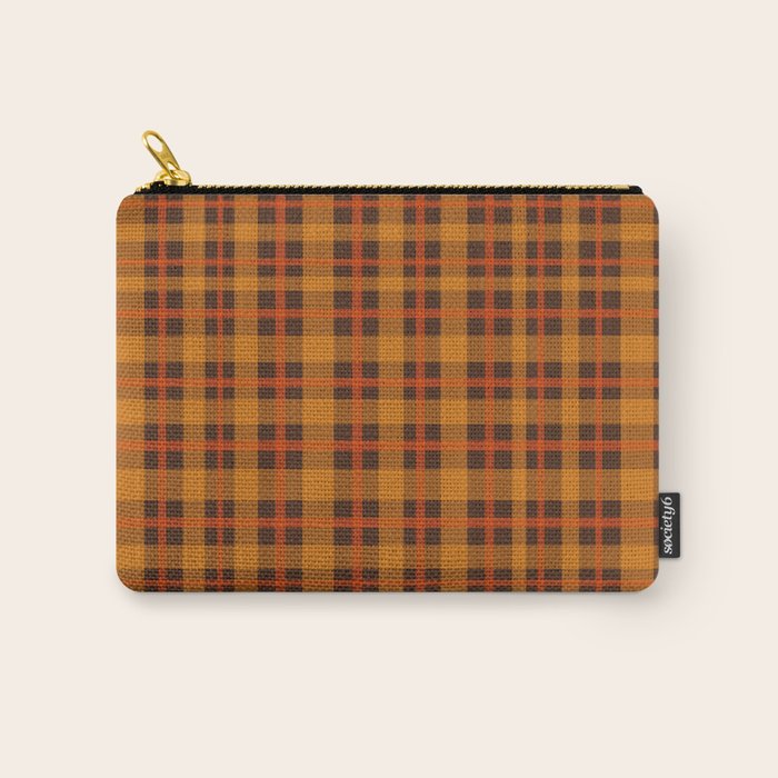 Autumn Plaid Pattern in Retro 70s Orange and Brown Carry All Pouch Gallery Image 1