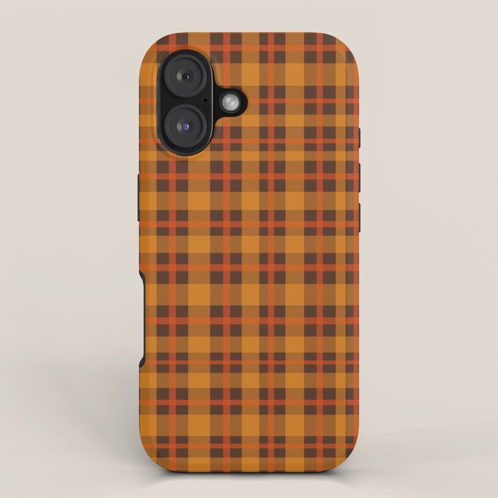 Autumn Plaid Pattern in Retro 70s Orange and Brown iPhone Case Gallery Image 1