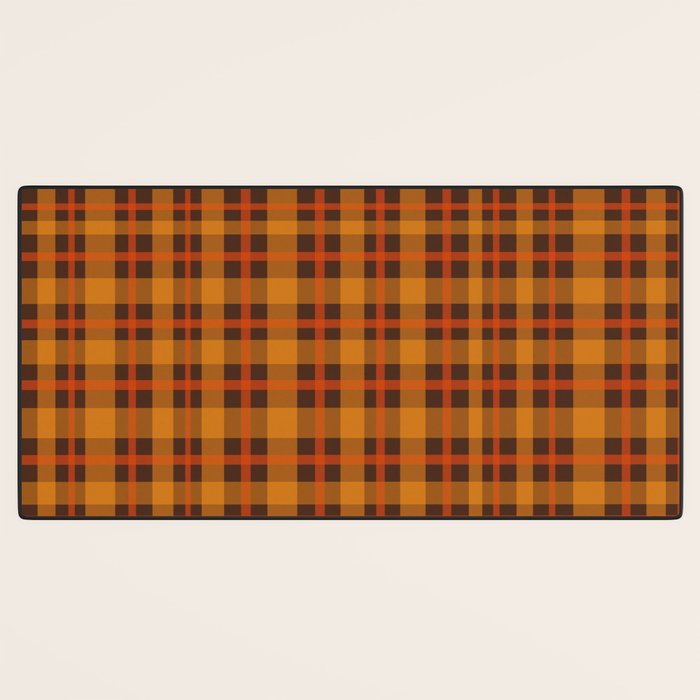 Autumn Plaid Pattern in Retro 70s Orange and Brown Desk Mat Gallery Image 3