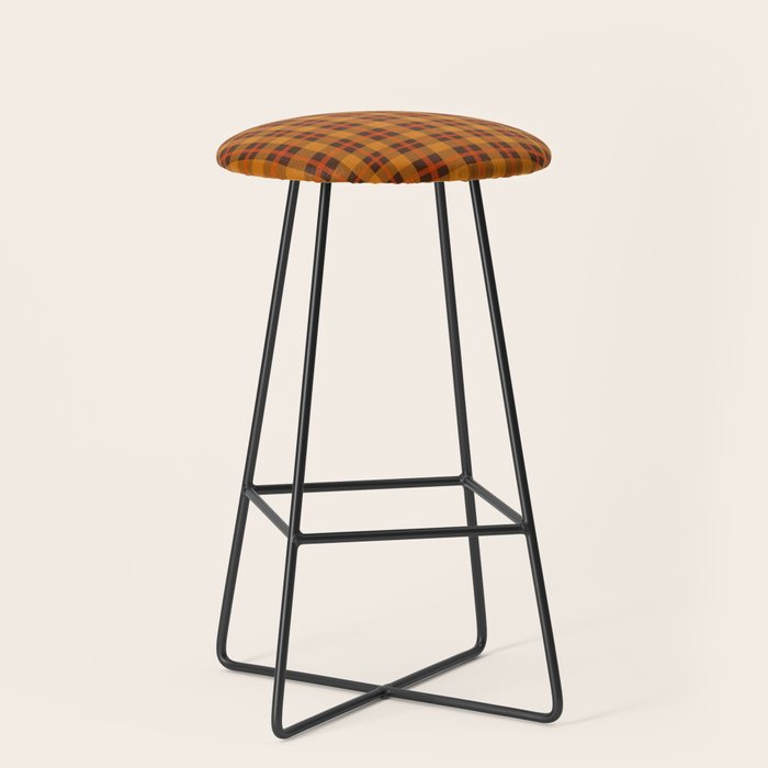 Autumn Plaid Pattern in Retro 70s Orange and Brown Stool Gallery Image 1