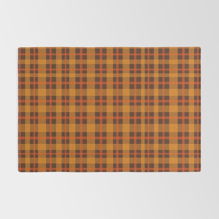 Autumn Plaid Pattern in Retro 70s Orange and Brown Rug Gallery Image 2