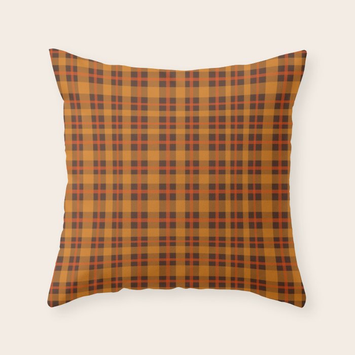 Autumn Plaid Pattern in Retro 70s Orange and Brown Throw Pillow Gallery Image 6