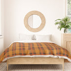 Autumn Plaid Pattern in Retro 70s Orange and Brown Duvet Cover Gallery Image 3