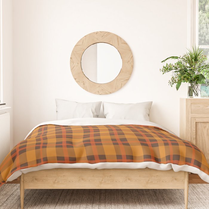 Autumn Plaid Pattern in Retro 70s Orange and Brown Duvet Cover Gallery Image 3