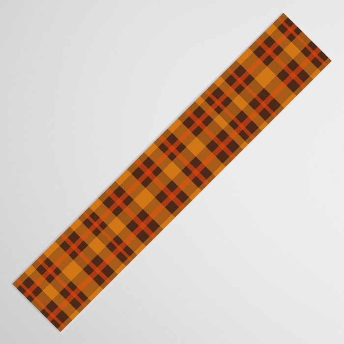 Autumn Plaid Pattern in Retro 70s Orange and Brown Table Runner Gallery Image 3