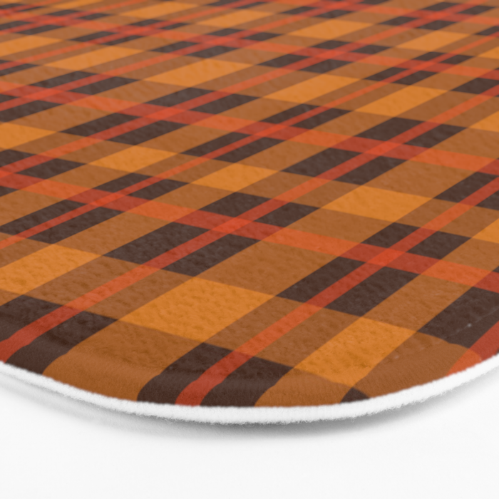 Autumn Plaid Pattern in Retro 70s Orange and Brown Bath Mat Gallery Image 3