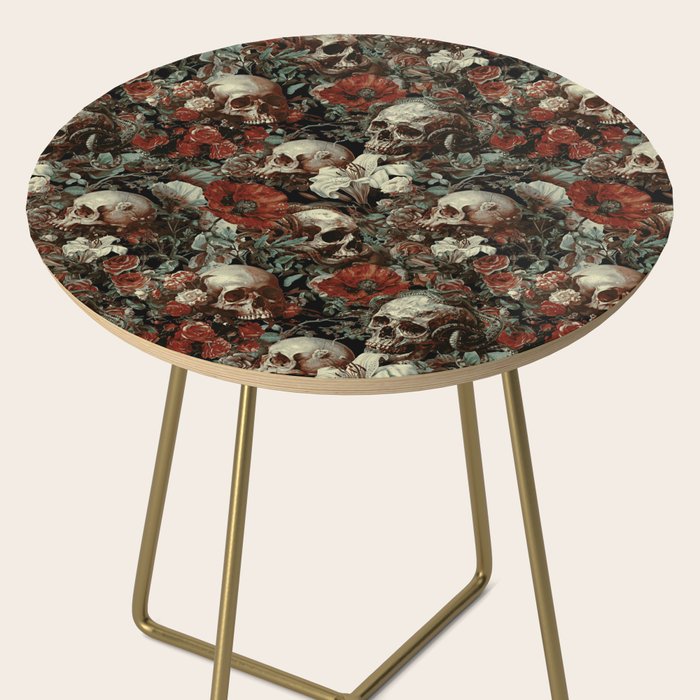 Skull and Floral Pattern Side Table Gallery Image 2