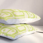 Mid Century Modern Piquet Abstract Multi Pattern Light Lime Linden Green Beige Pillow Sham Gallery Image 3