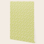 Mid Century Modern Piquet Abstract Multi Pattern Light Lime Linden Green Beige Wallpaper Gallery Image 2