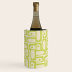 Mid Century Modern Piquet Abstract Multi Pattern Light Lime Linden Green Beige Wine Chiller Gallery Image 1