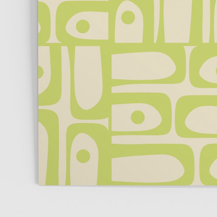 Mid Century Modern Piquet Abstract Multi Pattern Light Lime Linden Green Beige Poster Gallery Image 3