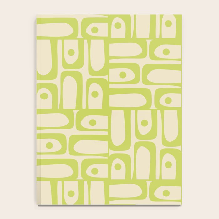 Mid Century Modern Piquet Abstract Multi Pattern Light Lime Linden Green Beige Notebook Gallery Image 4