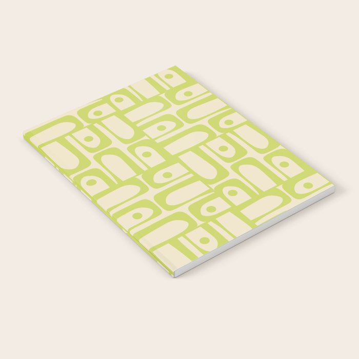 Mid Century Modern Piquet Abstract Multi Pattern Light Lime Linden Green Beige Notebook Gallery Image 2