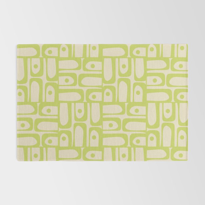 Mid Century Modern Piquet Abstract Multi Pattern Light Lime Linden Green Beige Rug Gallery Image 2