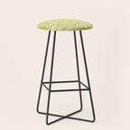 Mid Century Modern Piquet Abstract Multi Pattern Light Lime Linden Green Beige Stool Gallery Image 1