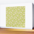 Mid Century Modern Piquet Abstract Multi Pattern Light Lime Linden Green Beige Wall Mural Gallery Image 2