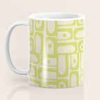 Mid Century Modern Piquet Abstract Multi Pattern Light Lime Linden Green Beige Coffee Mug Gallery Image 3