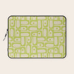 Mid Century Modern Piquet Abstract Multi Pattern Light Lime Linden Green Beige Laptop Sleeve Gallery Image 1