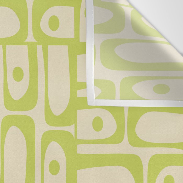 Mid Century Modern Piquet Abstract Multi Pattern Light Lime Linden Green Beige Wall Tapestry Gallery Image 3