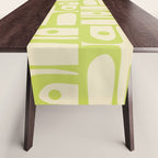 Mid Century Modern Piquet Abstract Multi Pattern Light Lime Linden Green Beige Table Runner Gallery Image 1