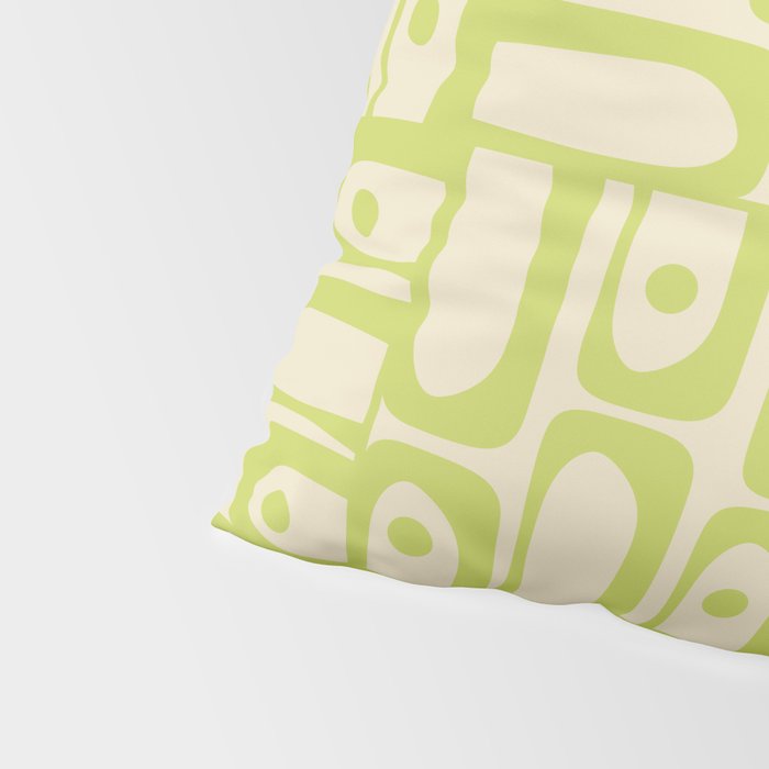 Mid Century Modern Piquet Abstract Multi Pattern Light Lime Linden Green Beige Pillow Sham Gallery Image 4