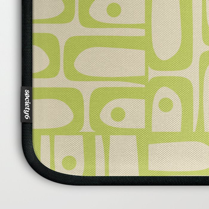 Mid Century Modern Piquet Abstract Multi Pattern Light Lime Linden Green Beige Laptop Sleeve Gallery Image 3