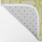 Mid Century Modern Piquet Abstract Multi Pattern Light Lime Linden Green Beige Bath Mat Gallery Image 2