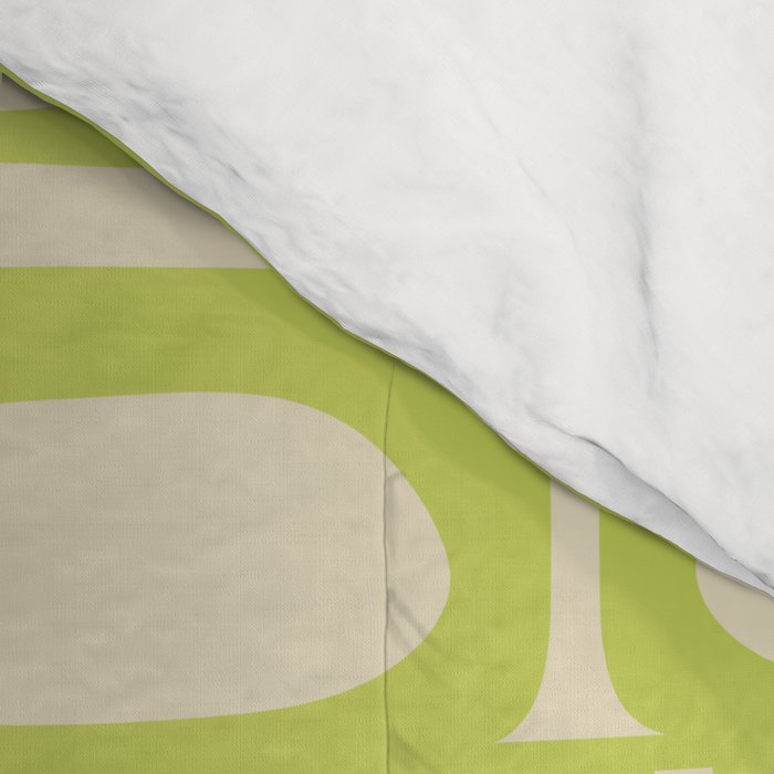 Mid Century Modern Piquet Abstract Multi Pattern Light Lime Linden Green Beige Comforter Gallery Image 4
