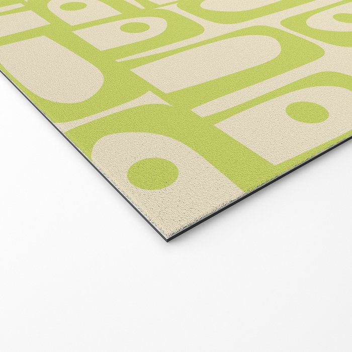 Mid Century Modern Piquet Abstract Multi Pattern Light Lime Linden Green Beige Welcome Mat Gallery Image 2