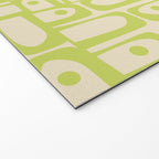 Mid Century Modern Piquet Abstract Multi Pattern Light Lime Linden Green Beige Welcome Mat Gallery Image 2