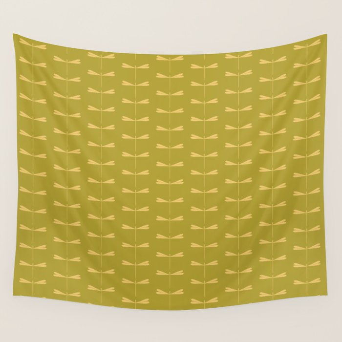 Dragonfly Pattern XV Chartreuse Green Wall Tapestry Gallery Image 1