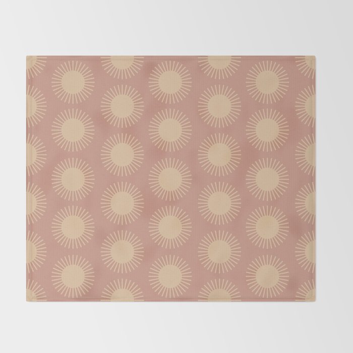 Boho Summer Sun Pattern XV Neutral Pastel Pink Throw Blanket Gallery Image 2