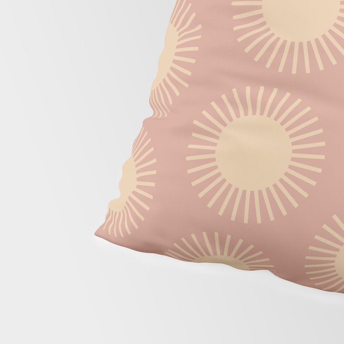 Boho Summer Sun Pattern XV Neutral Pastel Pink Pillow Sham Gallery Image 4