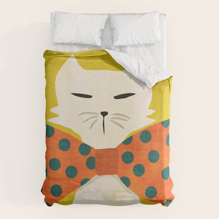 Cat with incredebly oversized humongous bowtie Duvet Cover Gallery Image 6