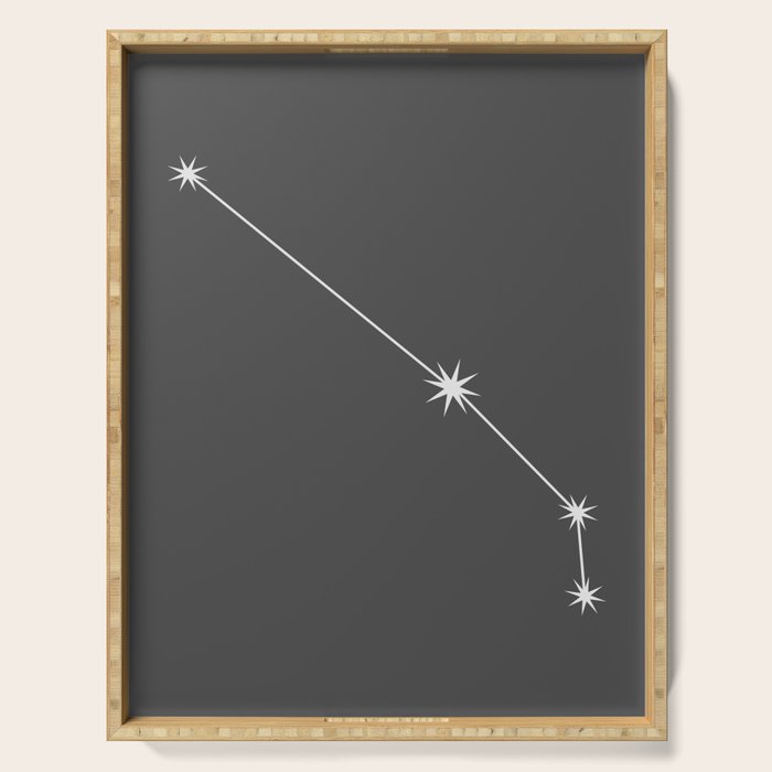 Aries Zodiac Star Constellation Line Art Grey Serving Tray Gallery Image 1
