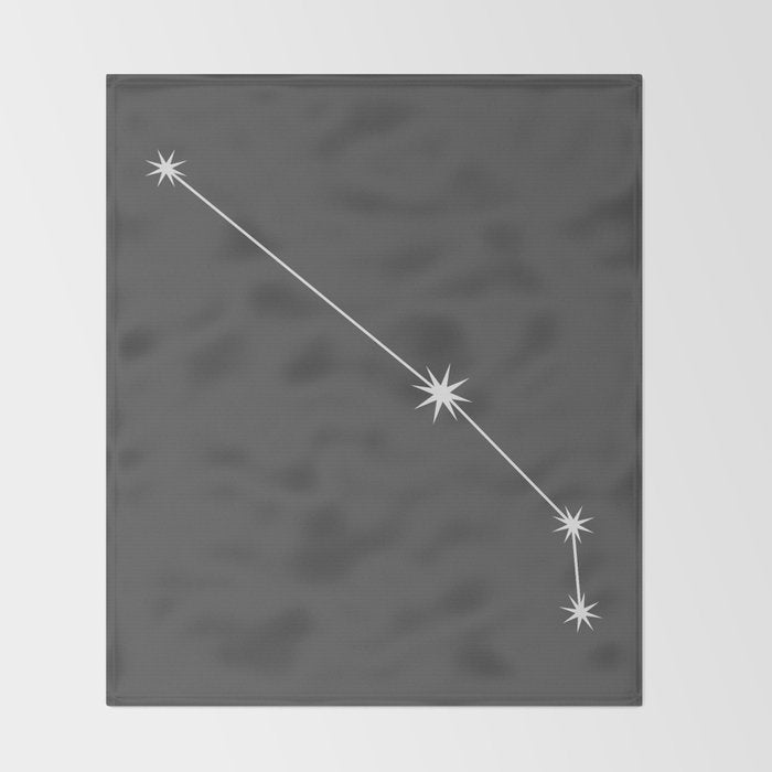 Aries Zodiac Star Constellation Line Art Grey Throw Blanket Gallery Image 2