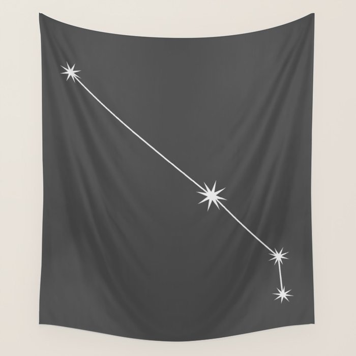Aries Zodiac Star Constellation Line Art Grey Wall Tapestry Gallery Image 1