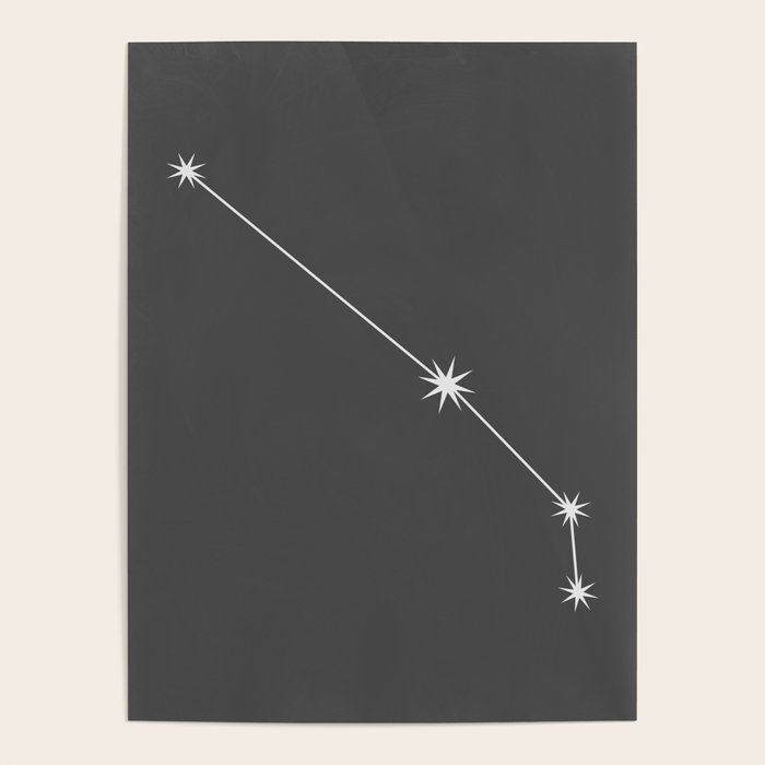 Aries Zodiac Star Constellation Line Art Grey Poster Gallery Image 4