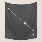 Aries Zodiac Star Constellation Line Art Grey Wall Tapestry Gallery Image 4