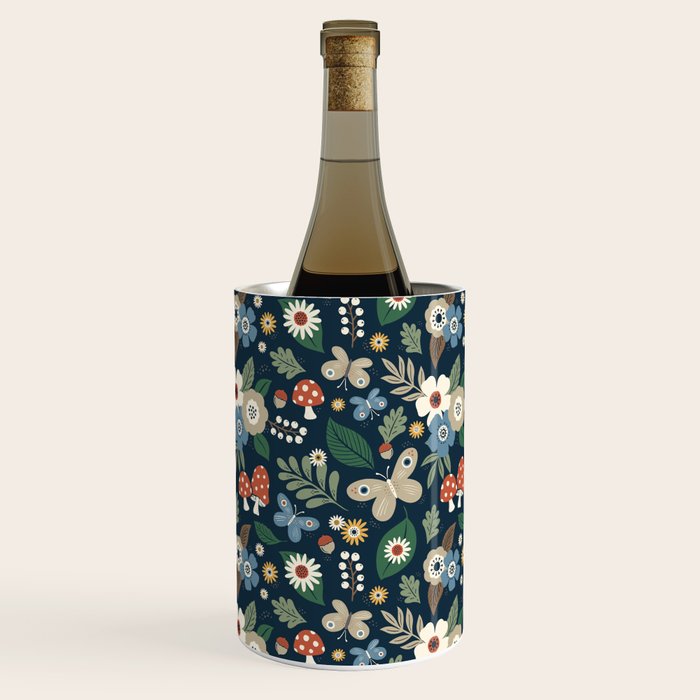 Woodland Forest Flowers - Navy Blue Wine Chiller Gallery Image 3