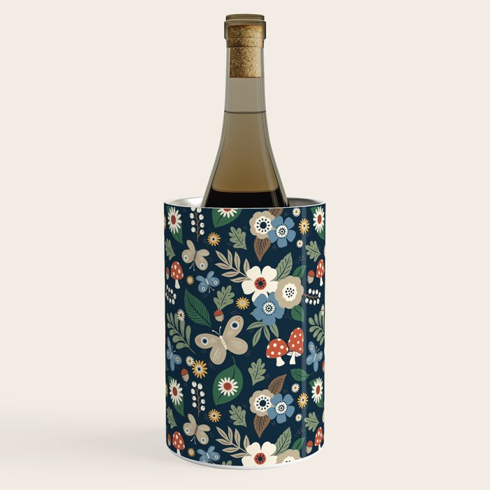 Woodland Forest Flowers - Navy Blue Wine Chiller Gallery Image 1