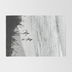 Surfers | Minimalist Black White Photography | Ocean Beach Travel Photo Rug Gallery Image 2
