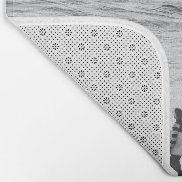 Surfers | Minimalist Black White Photography | Ocean Beach Travel Photo Bath Mat Gallery Image 2