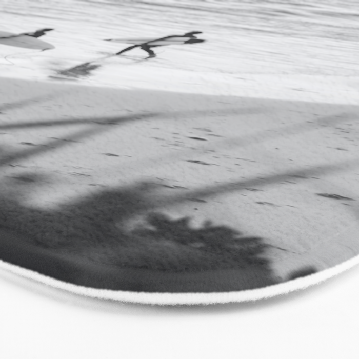 Surfers | Minimalist Black White Photography | Ocean Beach Travel Photo Bath Mat Gallery Image 3