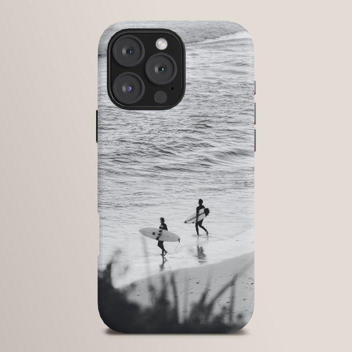 Surfers | Minimalist Black White Photography | Ocean Beach Travel Photo iPhone Case Gallery Image 16