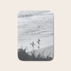 Surfers | Minimalist Black White Photography | Ocean Beach Travel Photo Bath Mat Gallery Image 1