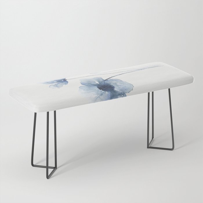Blue Watercolor Poppies Bench Gallery Image 1